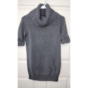 Athleta Gray Turtleneck Mini Sweater Dress Size XS Cotton/Cashmere Blend